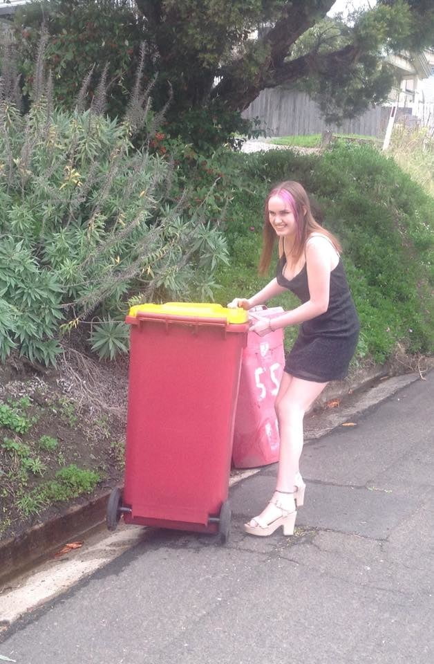 DRESSED UP TAKING TRASH OUT #95488664