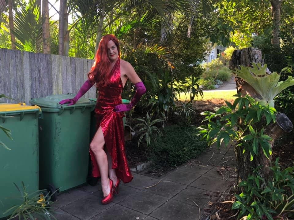 DRESSED UP TAKING TRASH OUT #95488674