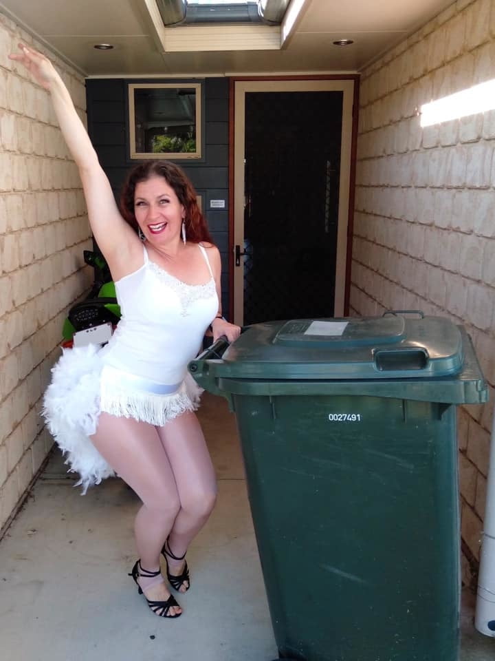 DRESSED UP TAKING TRASH OUT #95488700