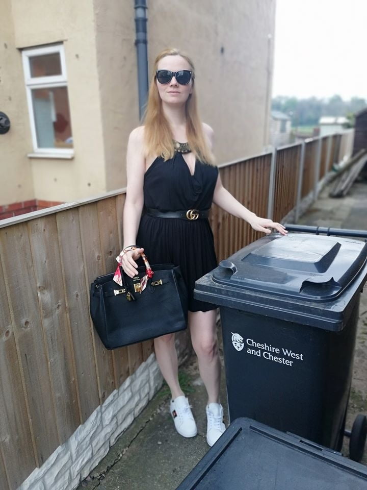 DRESSED UP TAKING TRASH OUT #95488706
