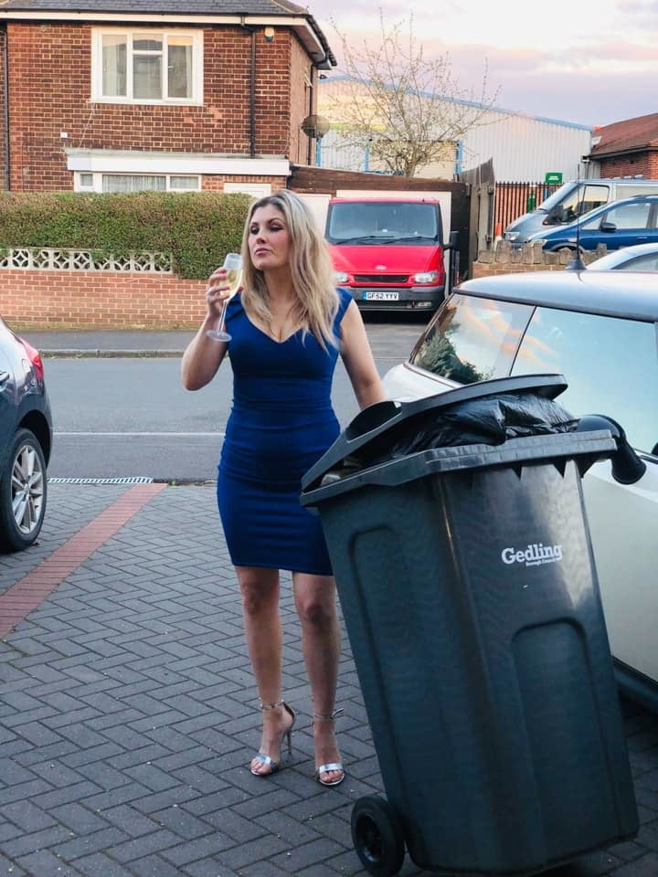 DRESSED UP TAKING TRASH OUT #95488711