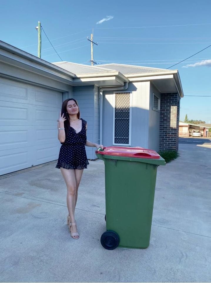 DRESSED UP TAKING TRASH OUT #95488729