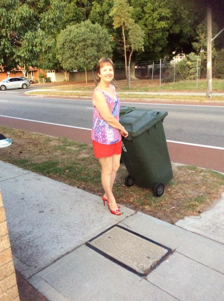 DRESSED UP TAKING TRASH OUT #95488738