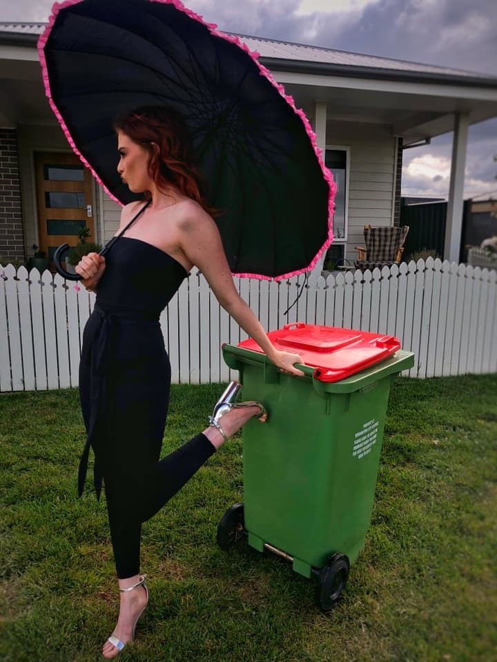DRESSED UP TAKING TRASH OUT #95488750