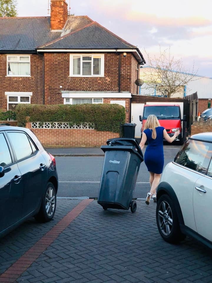 DRESSED UP TAKING TRASH OUT #95488753