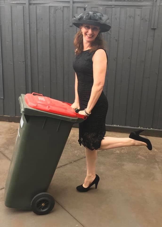 DRESSED UP TAKING TRASH OUT #95488756