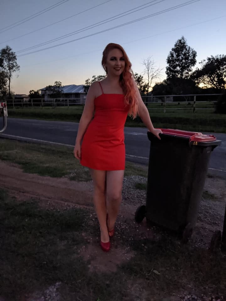 DRESSED UP TAKING TRASH OUT #95488762