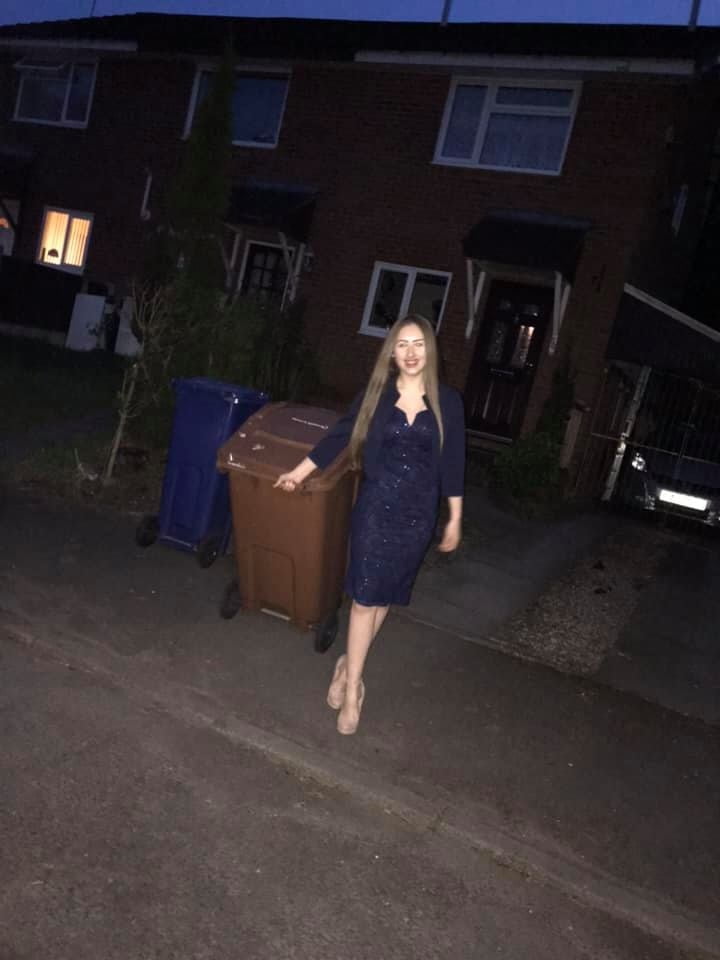DRESSED UP TAKING TRASH OUT #95488771