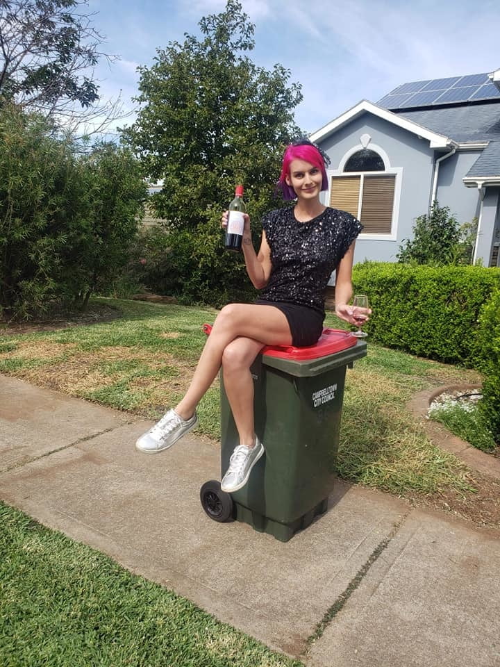 DRESSED UP TAKING TRASH OUT #95488786
