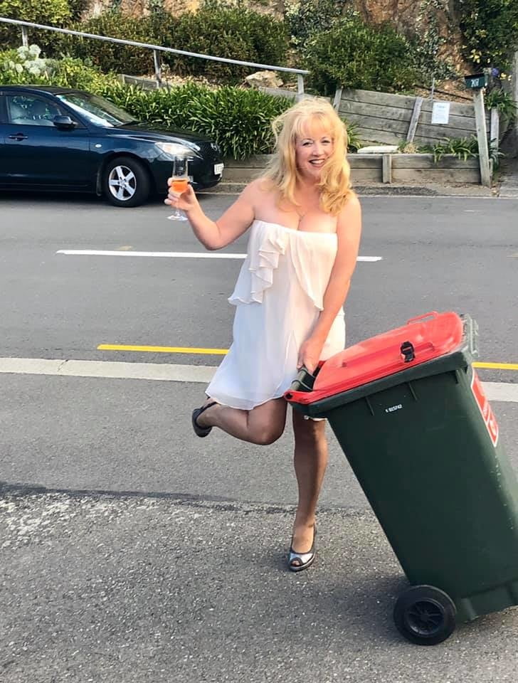 DRESSED UP TAKING TRASH OUT #95488792