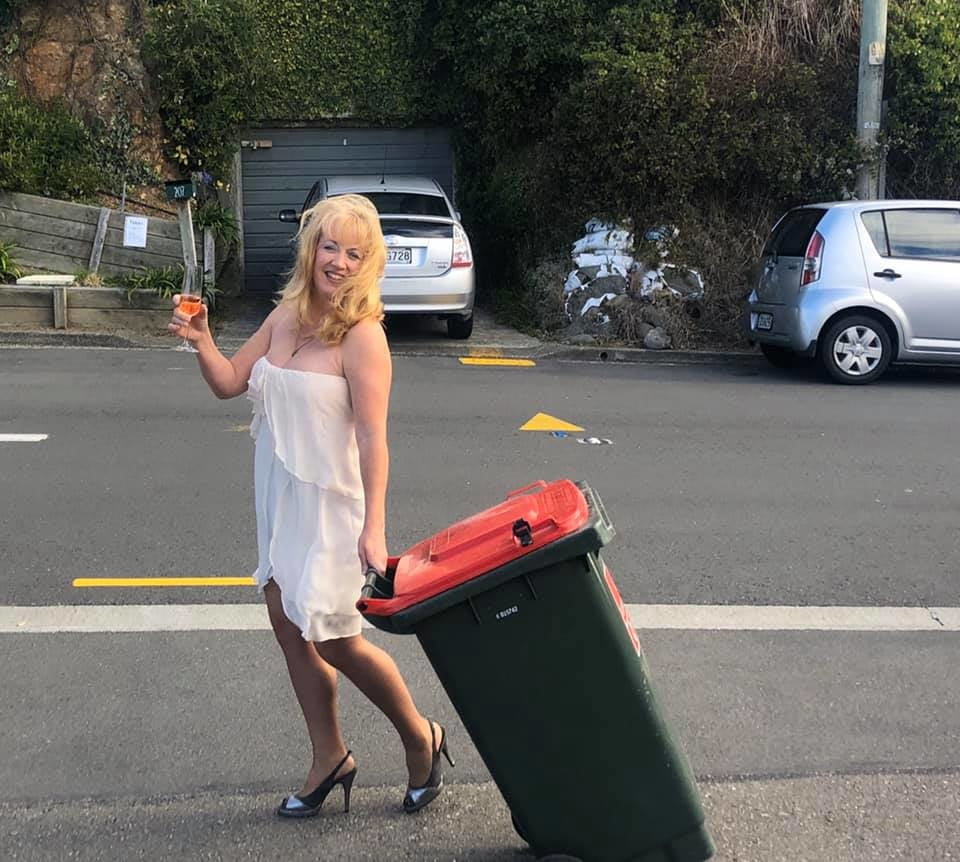 DRESSED UP TAKING TRASH OUT #95488795