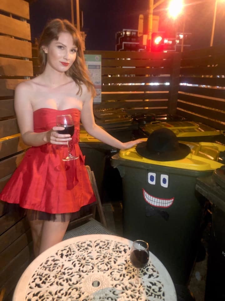 DRESSED UP TAKING TRASH OUT #95488798