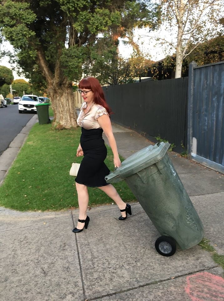 DRESSED UP TAKING TRASH OUT #95488804