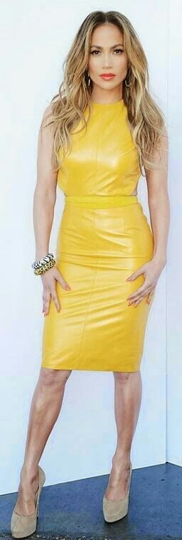 Yellow Leather Dress 3 - by Redbull18 #99628050