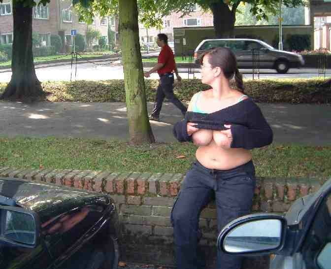 Chibby mature with huge tits public flashing exhibition #79867232