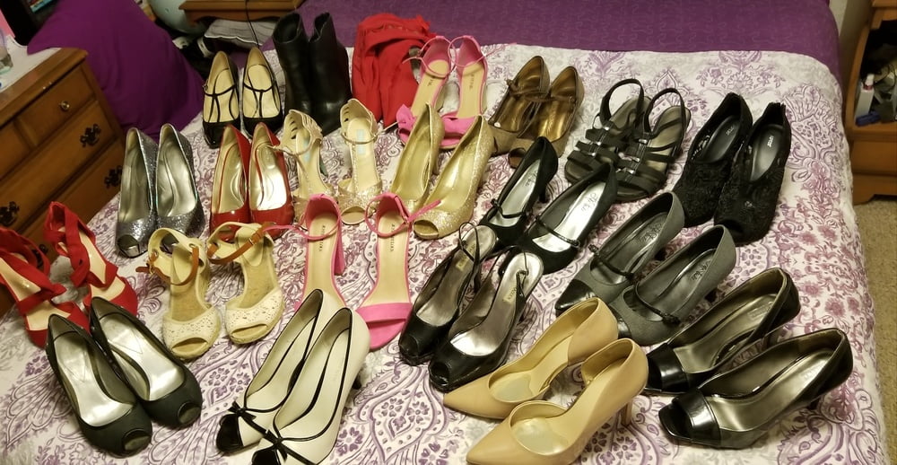 Playing in my shoe closet pretty feet heels flats milf  wife #106688787