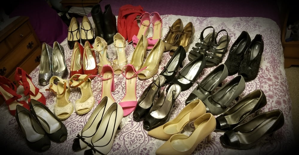 Playing in my shoe closet pretty feet heels flats milf  wife #106688844
