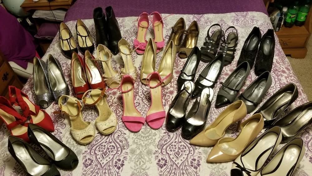 Playing in my shoe closet pretty feet heels flats milf  wife #106688848