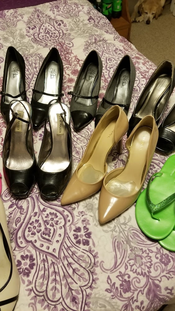 Playing in my shoe closet pretty feet heels flats milf  wife #106688907
