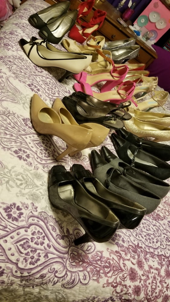 Playing in my shoe closet pretty feet heels flats milf  wife #106688912