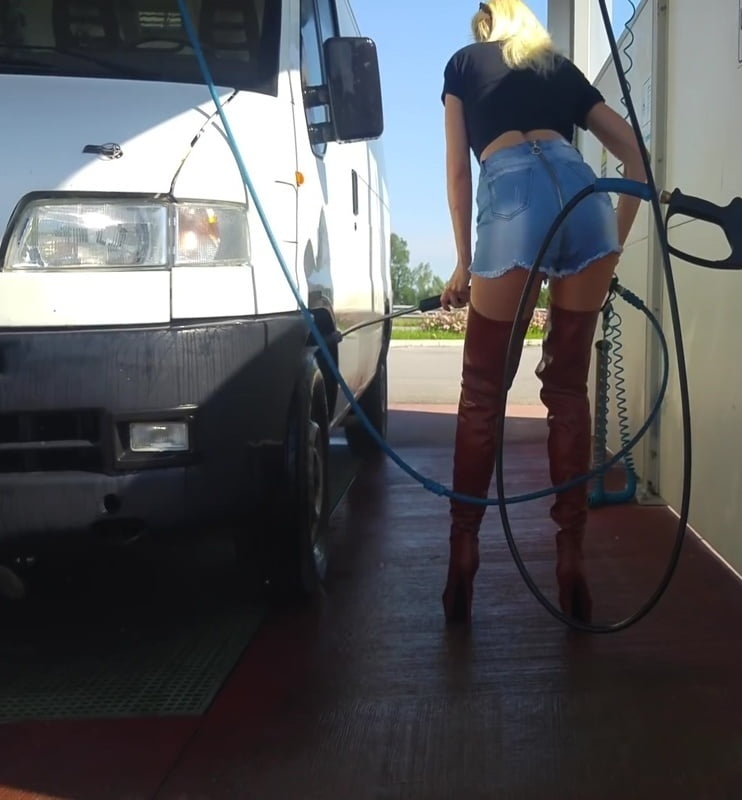 Sexy Mom Washing Car #89832895