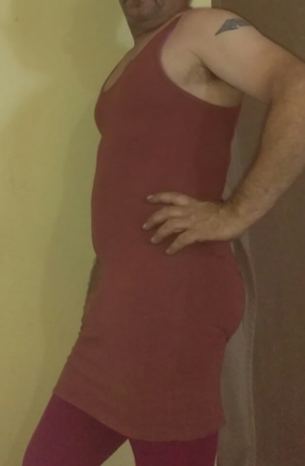 Me in red dress and red leggings #96013665