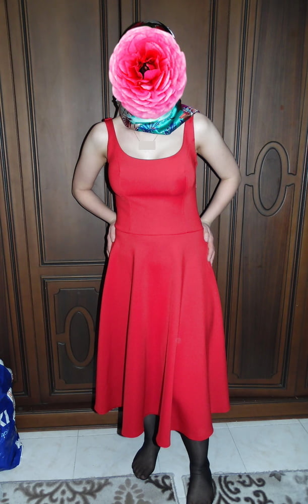 Red Dressed Hijab Turkish #99300474