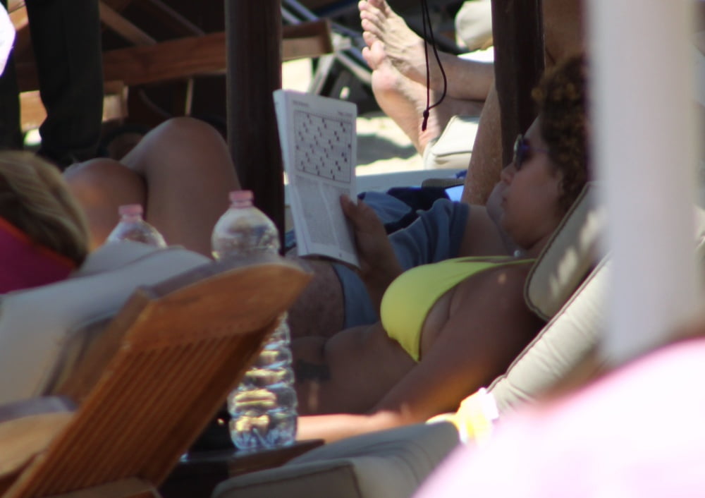 Girl with curly hair big tits and areola topless Mykonos #82161902