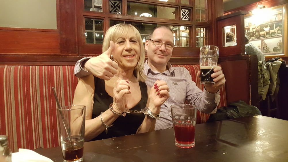 Lisa and Pauline in Handcuffs in the pub with Mike and John #106850497