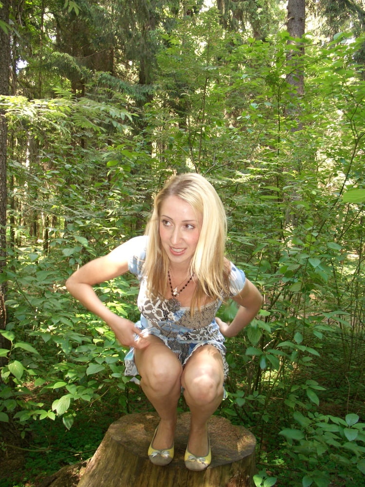 Young Wife In The Woods - Outdoor Flashing #107053788