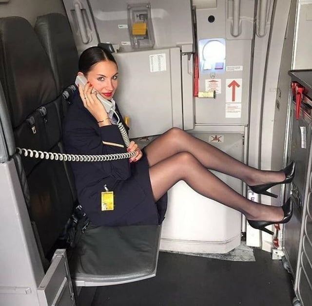Sexy Stewardess in Fersen und Strümpfen 2
 #87936727