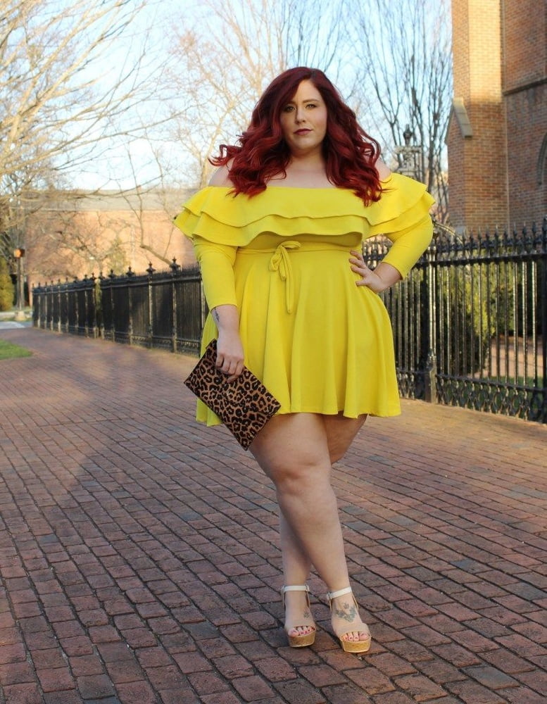 Plus Size Yellow Dress #94909543