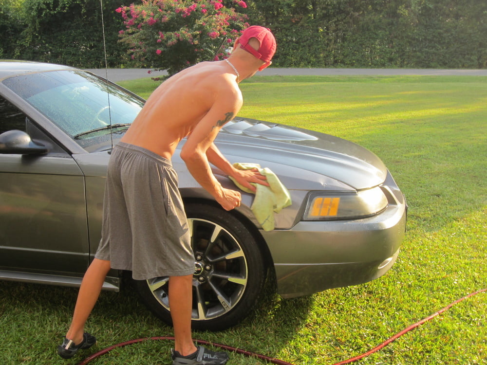 hot guy washing car #107004414