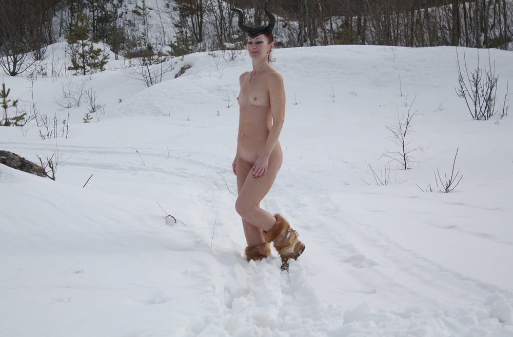 Naked on the Snow in Quarry #106670336