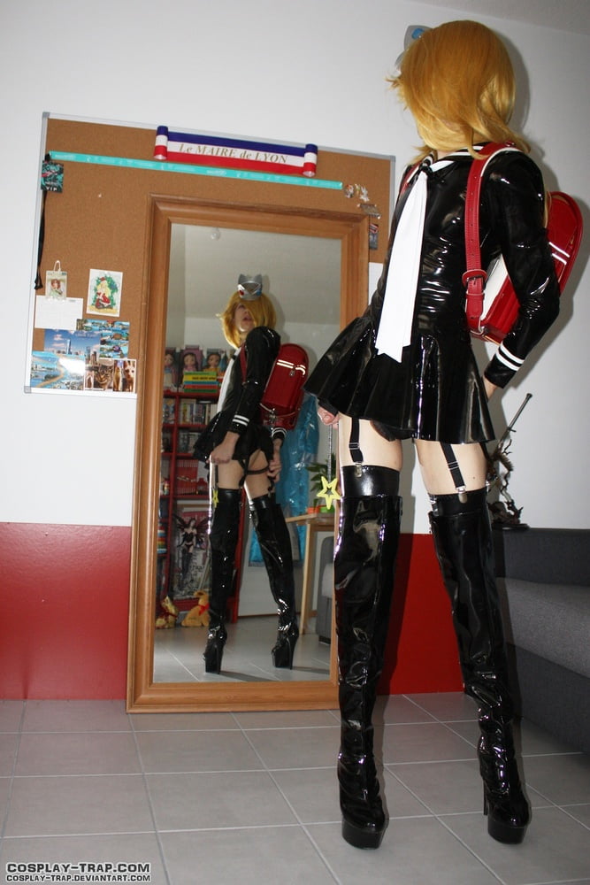Rosalina latex schoolgirl uniform and mirror #107036333