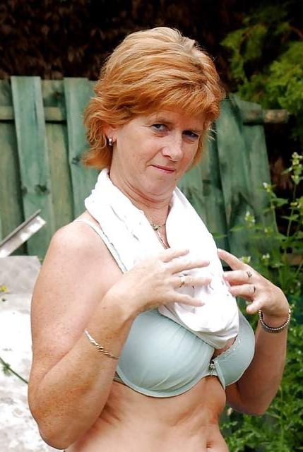 Ginger mature undresses to reveal tits and smooth  pussy #98085806
