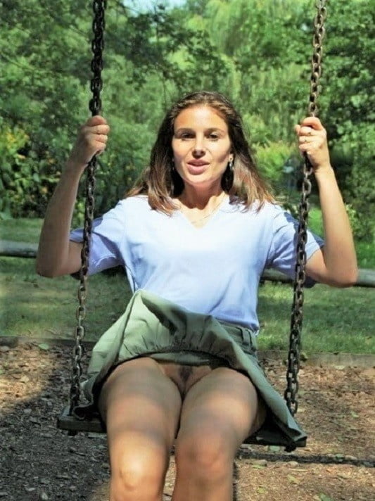 Up skirt while swinging without panties #91411493
