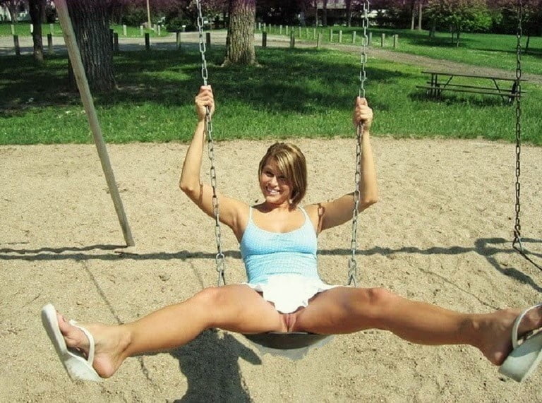 Up skirt while swinging without panties #91411569