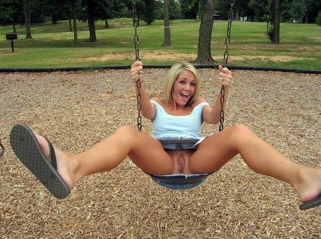 Up skirt while swinging without panties #91411573