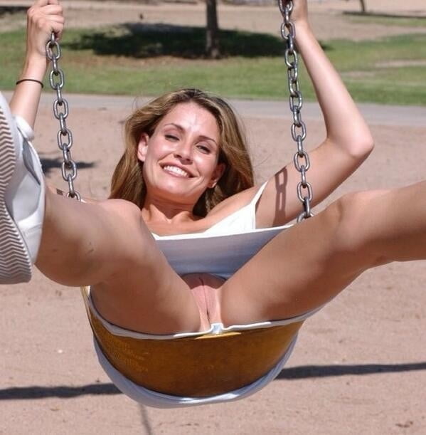 Up skirt while swinging without panties #91411576