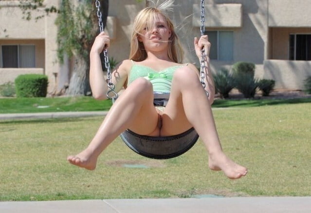 Up skirt while swinging without panties #91411579