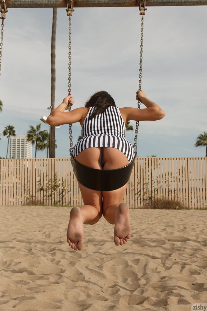 Up skirt while swinging without panties #91411585