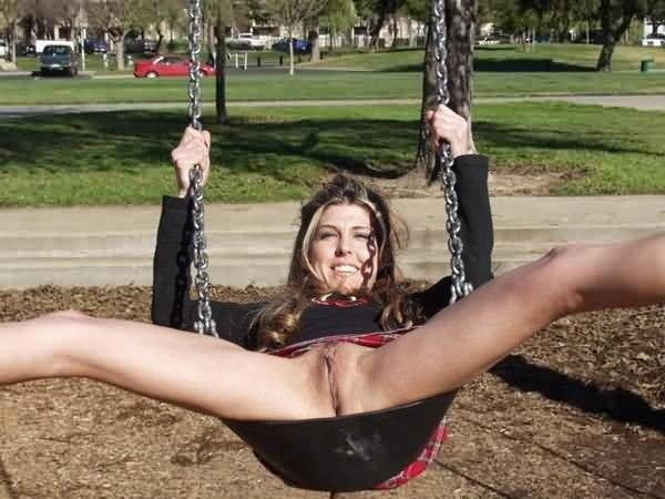 Up skirt while swinging without panties #91411597