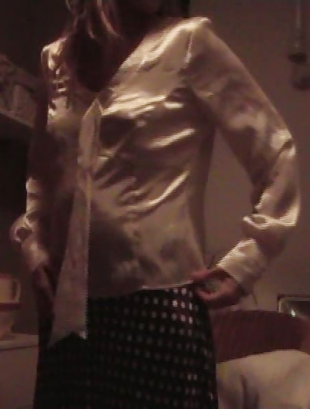 Satin white blouse, polka dot skirt and panties #107076624