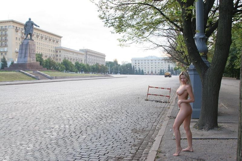 Private Amateur girl with big boobs naked at the streets