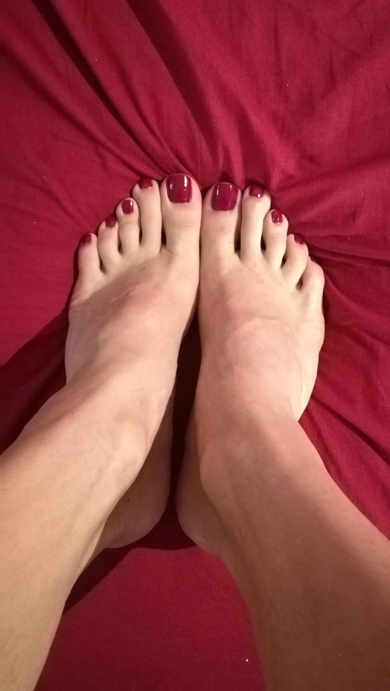 Foot Tease on Red Sheets #107091836