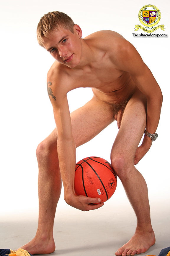Blond teenage Latvian hunk poses in his basketball uniform #106930059