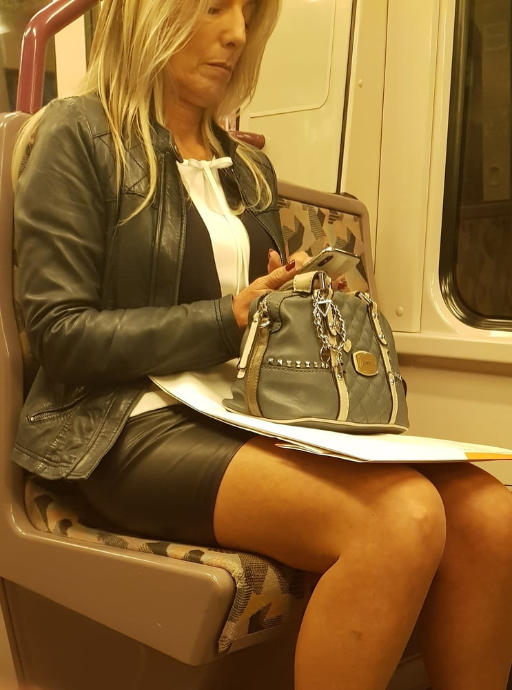 Street Pantyhose - Old Bitch in Tan Pantyhose on Train #97048581