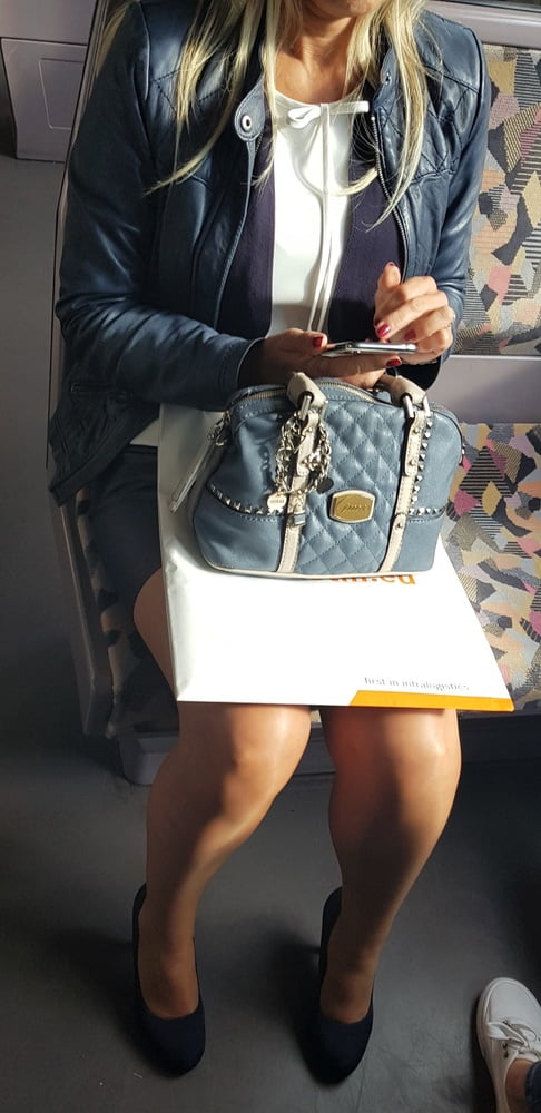 Street Pantyhose - Old Bitch in Tan Pantyhose on Train #97048615