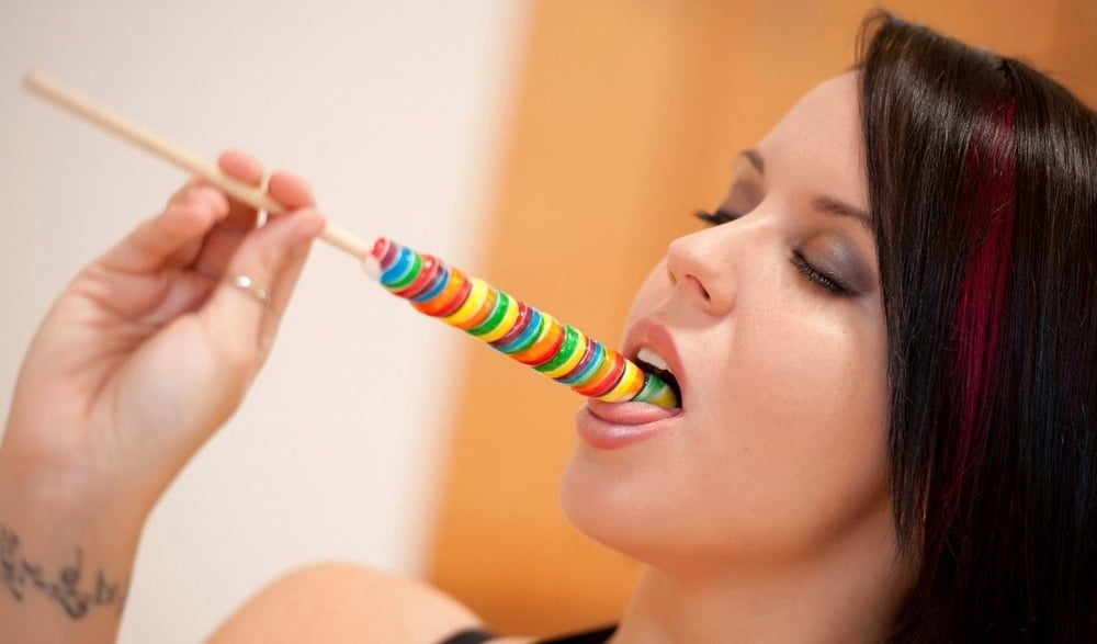 SUCKING SWEET THINGS flexible ass wet candy lesbian licking #99109462